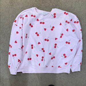 Women’s Pink Sweatshirt with cherry and hearts size XXL worn once from target